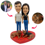 Custom Couple Bobblehead with Dog