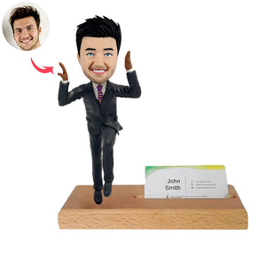 Business Man Card Holder with Bobbleheads