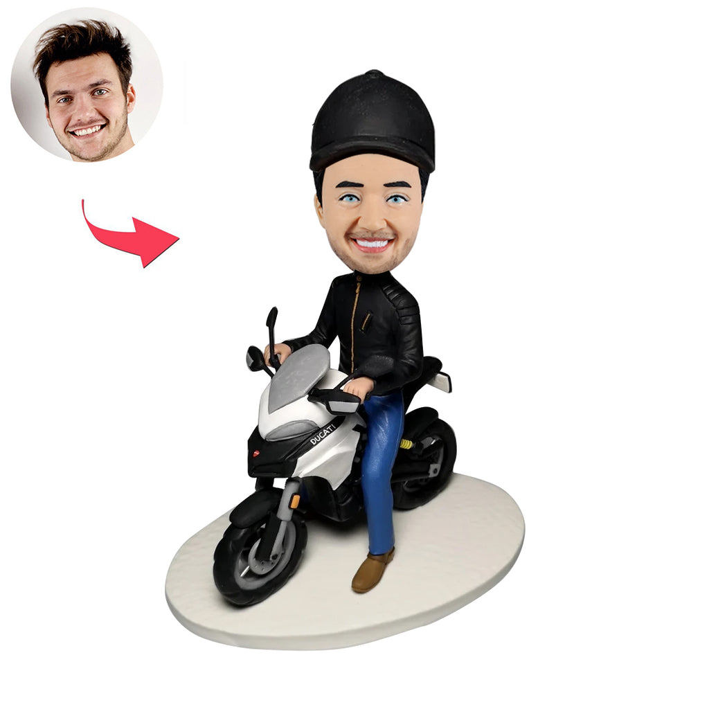 Father's Day Personalized Bobblehead Gift with Motorcycle