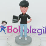 Custom Bobblehead Male Software Engineer with Computer