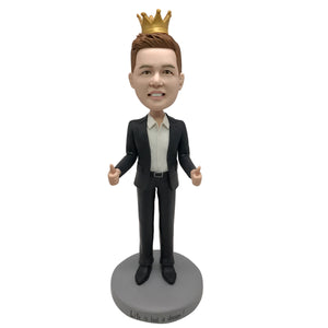 Business Man Bobblehead with Crown