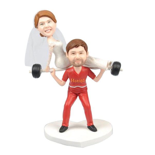 Custom Bobblehead Weight Lifting Couple