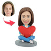 Personalized Custom Female Bobbleheads with Heart - BobbleGifts