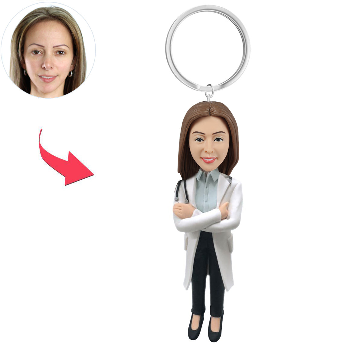 Personalized Custom Doctor Keychains Female
