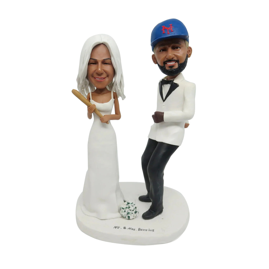 Custom Baseball Bobblehead Wedding Couple