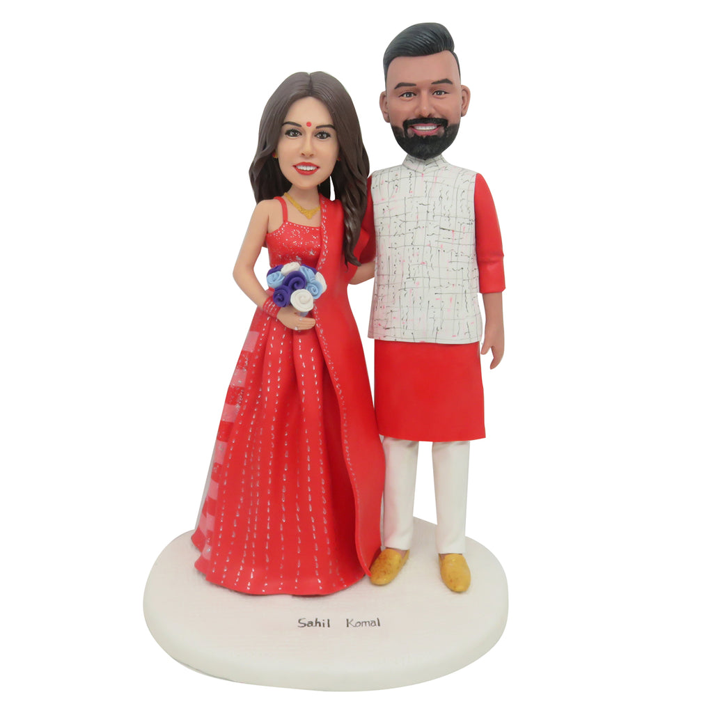 Indian Wedding Couple Custom Bobblehead