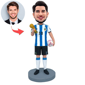 World Cup Stars Argentina Messi Custom Bobblehead with Engraved Text