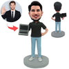 Custom Bobblehead Male Software Engineer with Computer