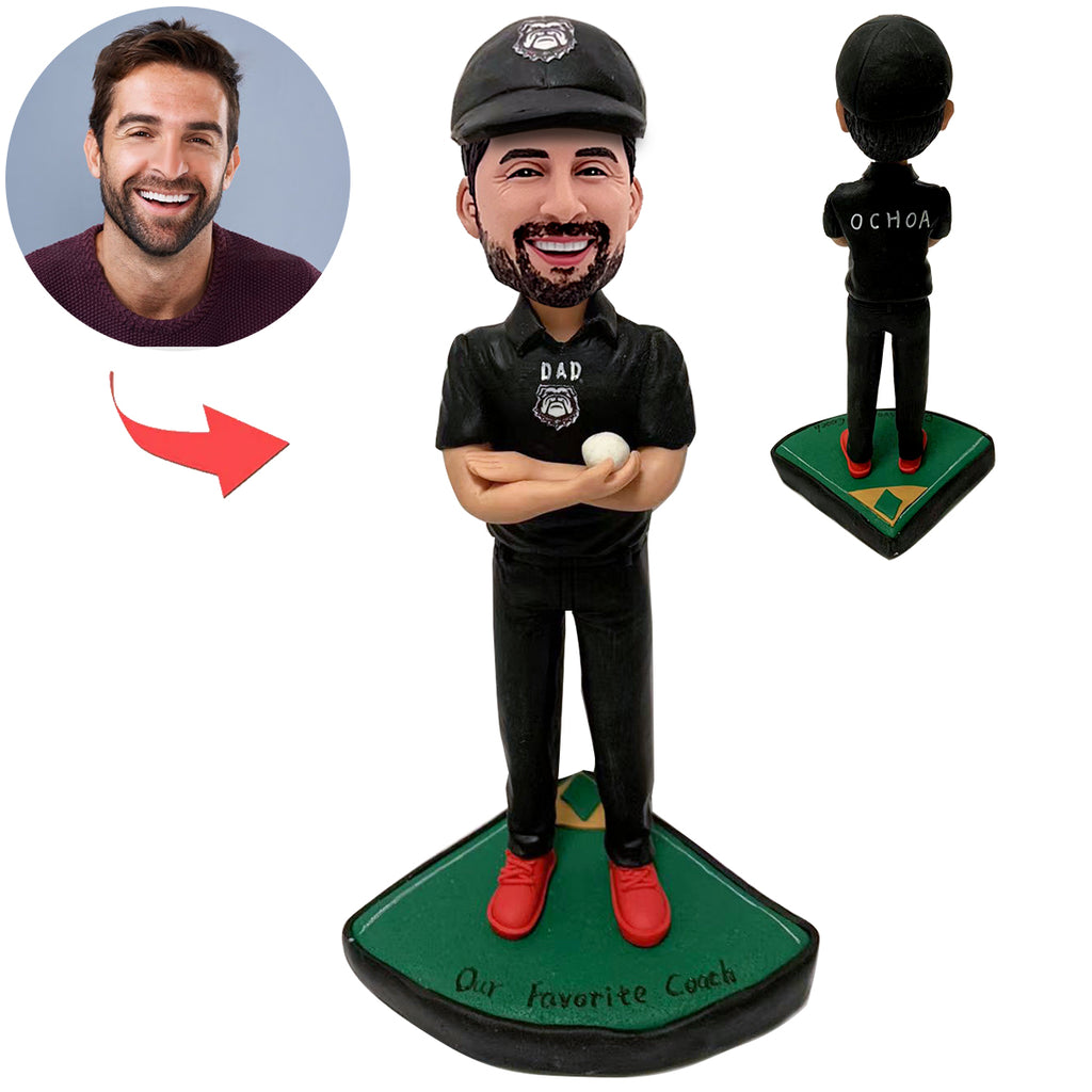 Custom Dad Bobblehead Play Baseball