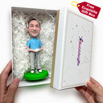 Custom Super Dad Bobblehead In Holiday Floral Shirt