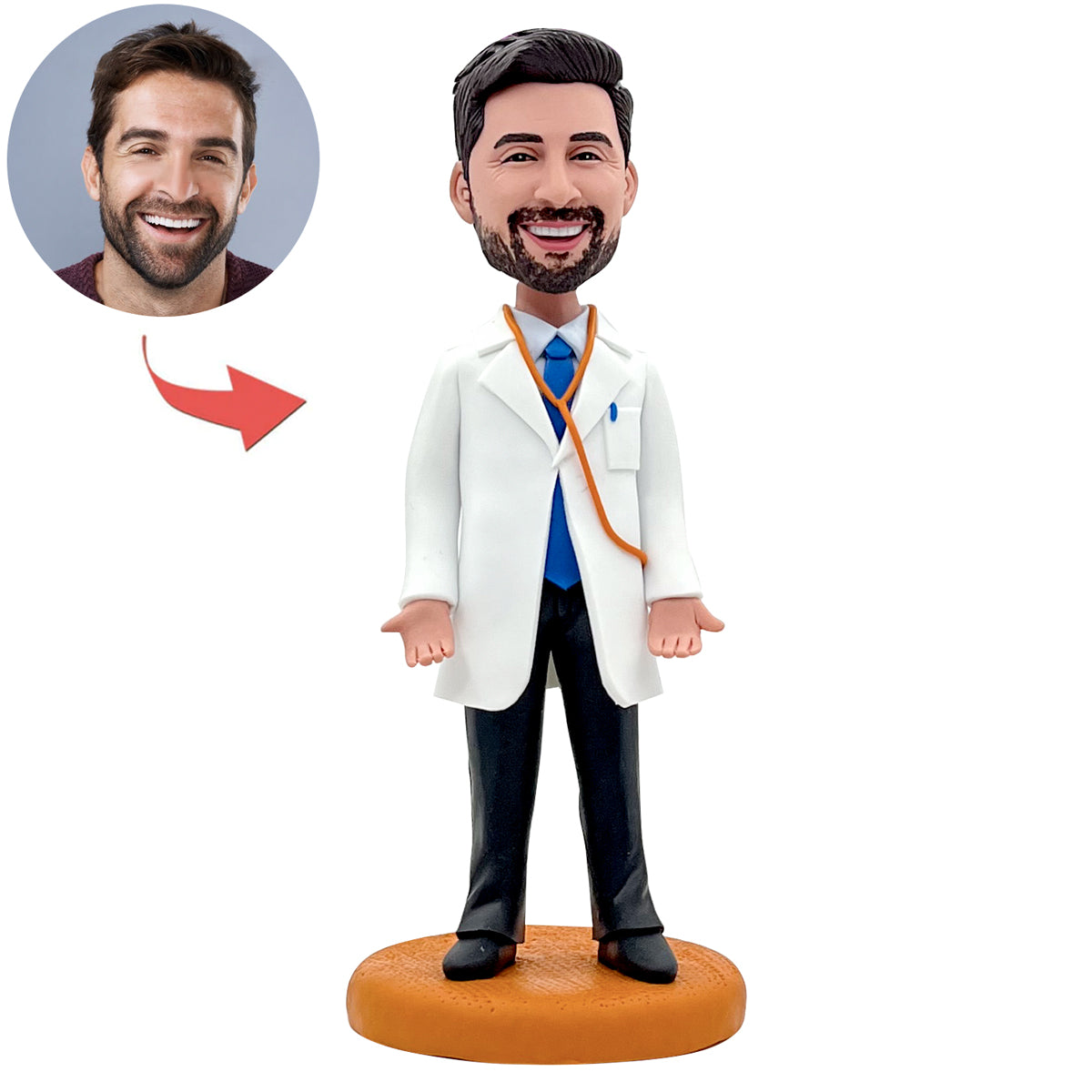 Custom Male Doctor Business Card Holder Bobblehead