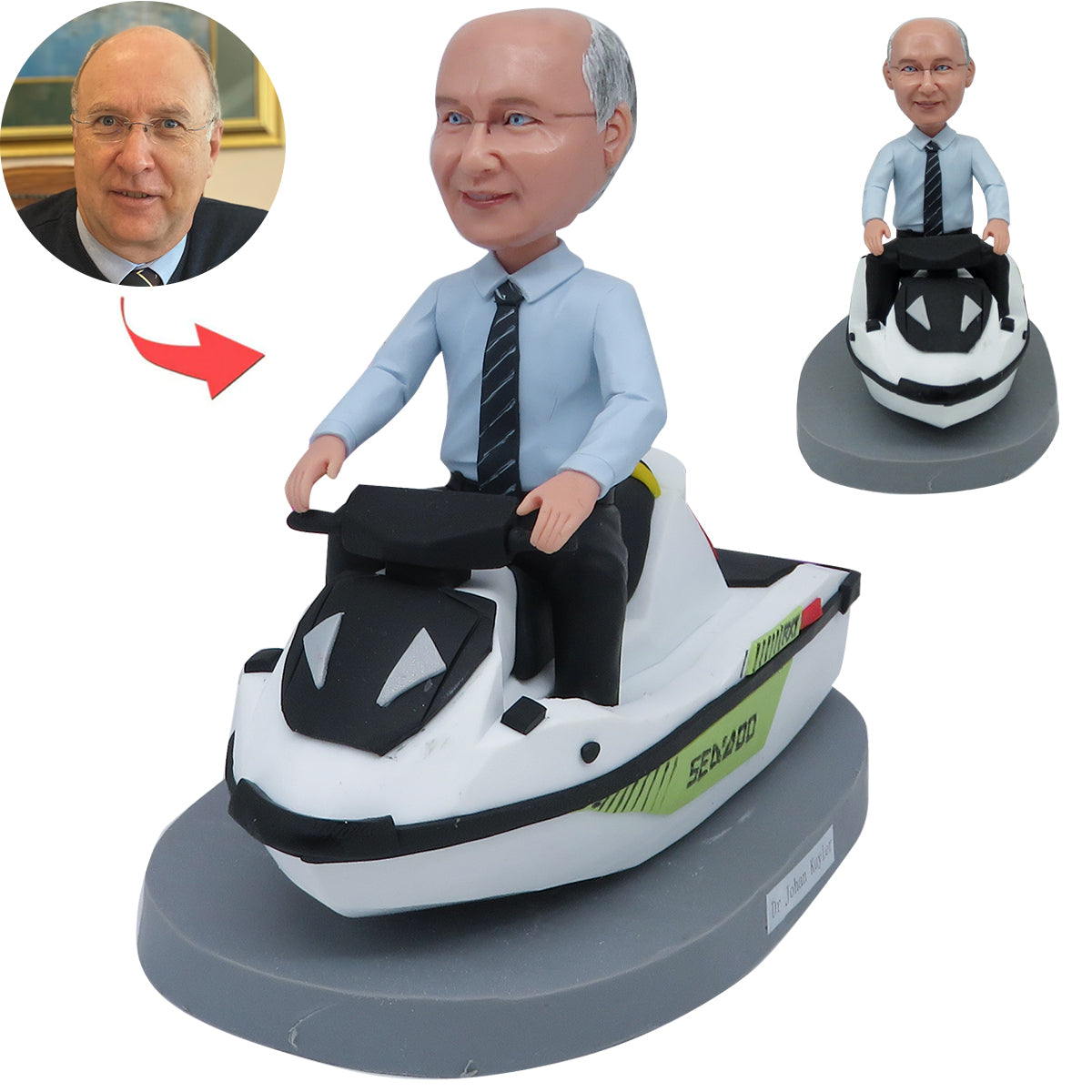 Custom Father Bobblehead with Driving Speedboat