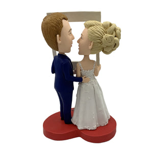 Wedding Cake Topper Bobblehead with Photo Frame